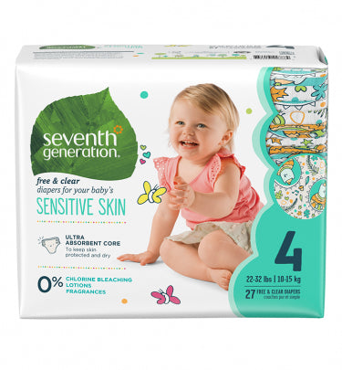 Sev Gen Free and Clear Baby Diapers, Jumbo, Size 4, 27 Count | سيف جين فري و كلير بيبي ديابيرز، جمبو، سيز 4، 27 كونت