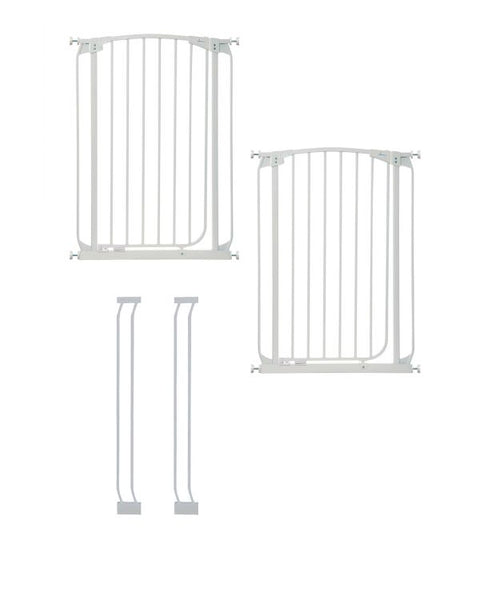 DREAMBABY CHELSEA XTRA-TALL WHITE GATE & EXTENSION SET (2 GATES 2 EXTENSIONS)
