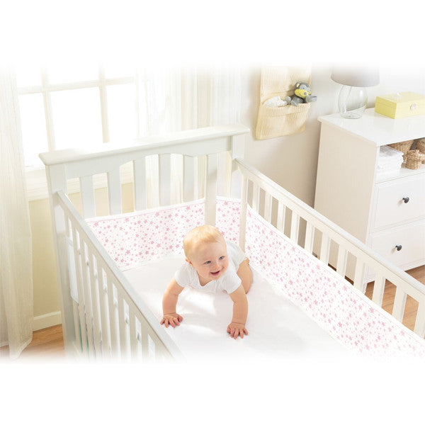 BreathableBabyÂ MESH LINER - TWINKLE TWINKLE, White with Pink Stars