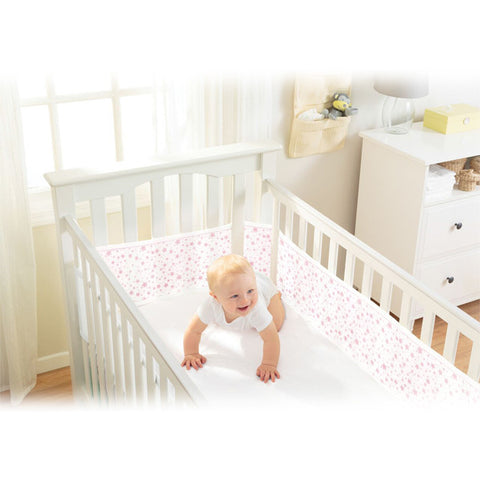 BreathableBabyÂ MESH LINER - TWINKLE TWINKLE, White with Pink Stars