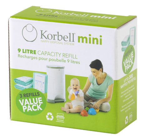 KORBELL MINI NAPPY BIN 3 PACK REFILL