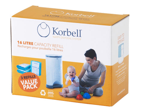 KORBELL STANDARD NAPPY BIN 3 PACK REFILL