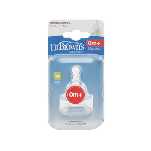 Dr. Brown's Level-1 Silicone Narrow-Neck "Options" Nipple, 2-Pack