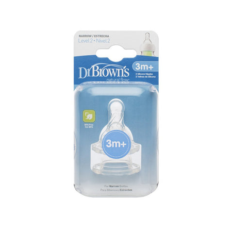 Dr. Brown's Level-2 Silicone Narrow-Neck "Options" Nipple, 2-Pack