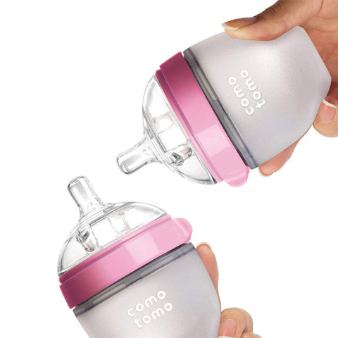 Comotomo "Natural Feel" Baby Bottle (Double Pack) Pink 150ml (5oz)