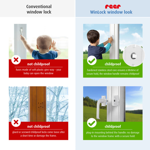 Reer Security Lock for Balcony Doors and Windows Child safety White