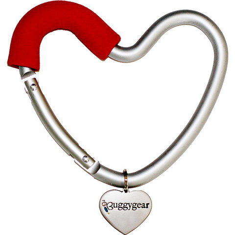 BuggyGear Heart Shaped Stroller Hook - Silver / Red