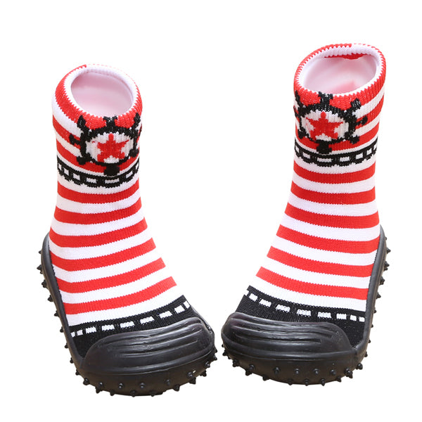 COOL GRIP Baby Shoe Socks (Sailor Red Stripes) SIZE 19