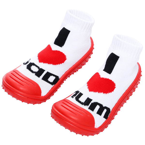 COOL GRIP Baby Shoe Socks (I Love Dad - I Love Mom) SIZE 22
