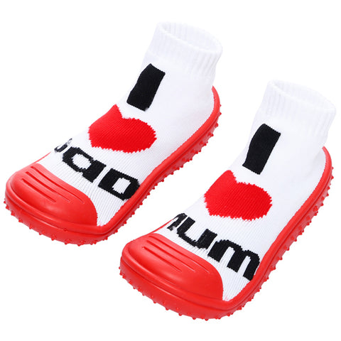 COOL GRIP Baby Shoe Socks (I Love Dad - I Love Mom) SIZE 23