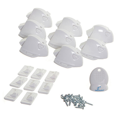 Dreambaby® Adhesive Mag Locks - 8 Locks, 1 Key - White
