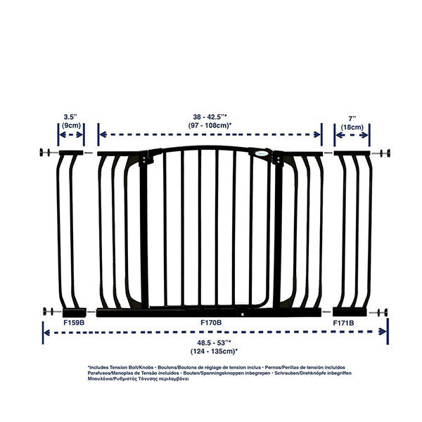 Dreambaby® Chelsea Xtra Wide Black Hallway Security Gate & Extension Set (1 Gate 2 Extensions)