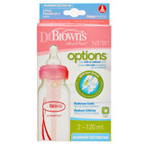 Dr. Brown's  4 oz / 120 ml PP Narrow-Neck- Baby Bottle - Pink, 2-Pack