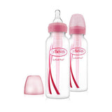 Dr. Brown's  4 oz / 120 ml PP Narrow-Neck- Baby Bottle - Pink, 2-Pack