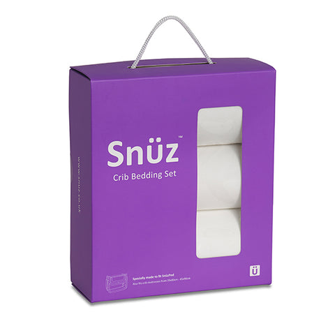 Snuz 3pc. Bedside Crib Bedding Set - White | سنوز 3pc. السرير سرير الفراش مجموعة-أبيض