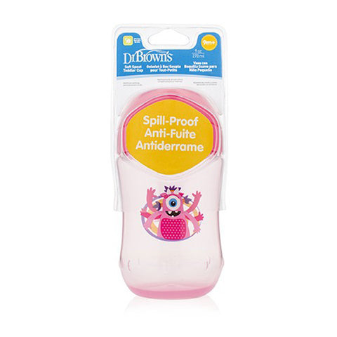 Dr. Brown's  9 oz Soft-Spout Toddler Cup - Pink Monster (Stage 2: 9m+)