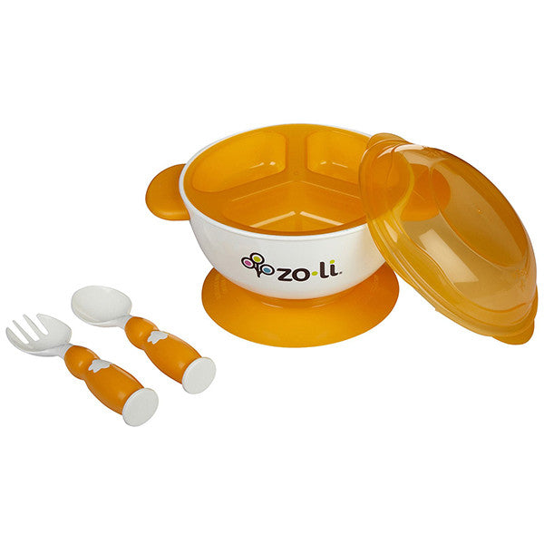 Zoli Baby Stuck Suction Bowl Feeding Kit ORANGE