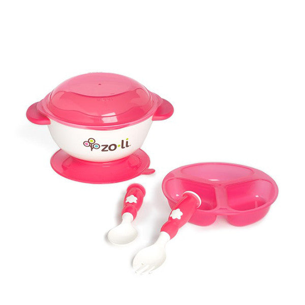 Zoli Baby Stuck Suction Bowl Feeding Kit PINK