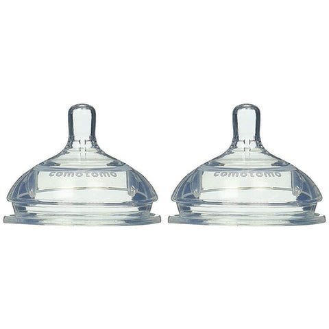 Comotomo "Natural Teat" Silicone Nipples (Fast Flow) 2 Count / pack Clear 3 Hole (6+ mo)