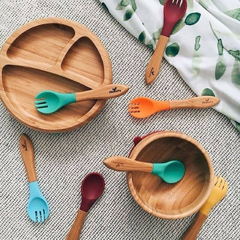 Avanchy Baby Bamboo Stay Put Suction BOWL + Spoon
