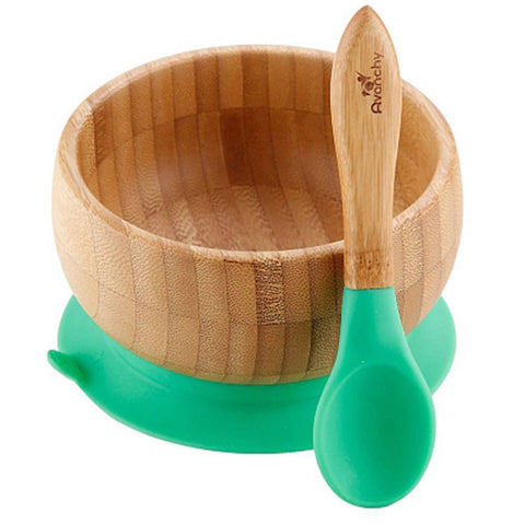 Avanchy Baby Bamboo Stay Put Suction BOWL + Spoon GN