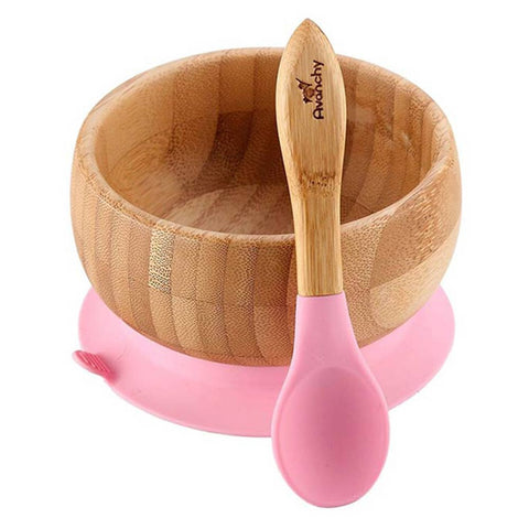 Avanchy Baby Bamboo Stay Put Suction BOWL + Spoon