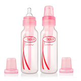 Dr. Brown's  8 oz / 250 ml PP Narrow-Neck "Options" Baby Bottle - Pink, 2-Pack